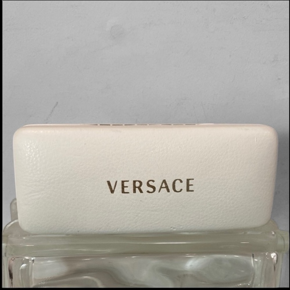 Versace Ivory Sunglasses Case with Gold Logo